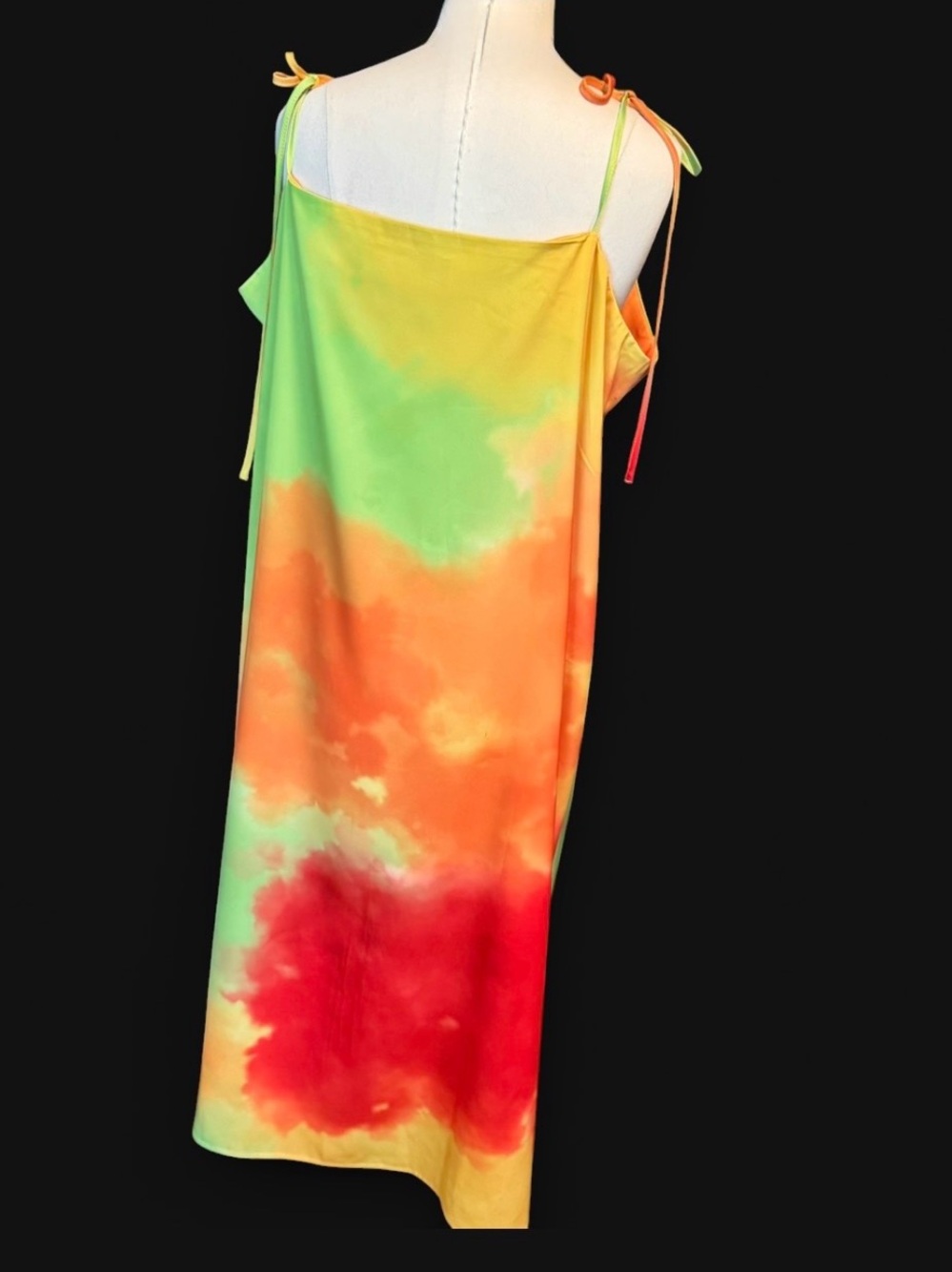 Eloquii Red, Yellow & Green Tie-Dye Slip Dress size 18 new with tags / tie strap - Picture 6 of 12
